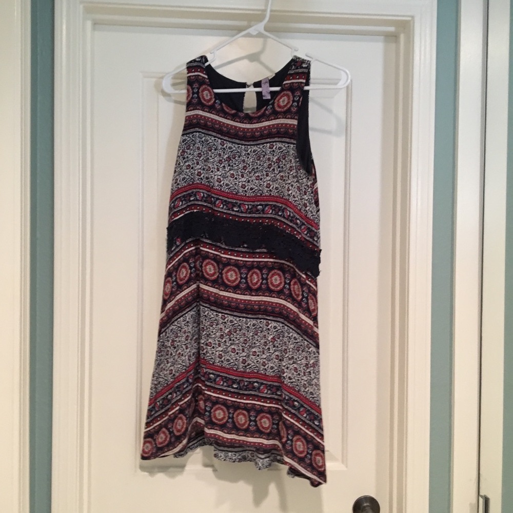 Adorable blue and red layered dress